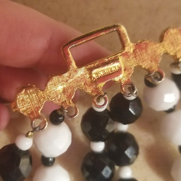 RARE JOSE MARIA BARRERA DECO HOLIDAY BLACK WHITE EVENING CRYSTAL STRAND BRACELET - Picture 3 of 9